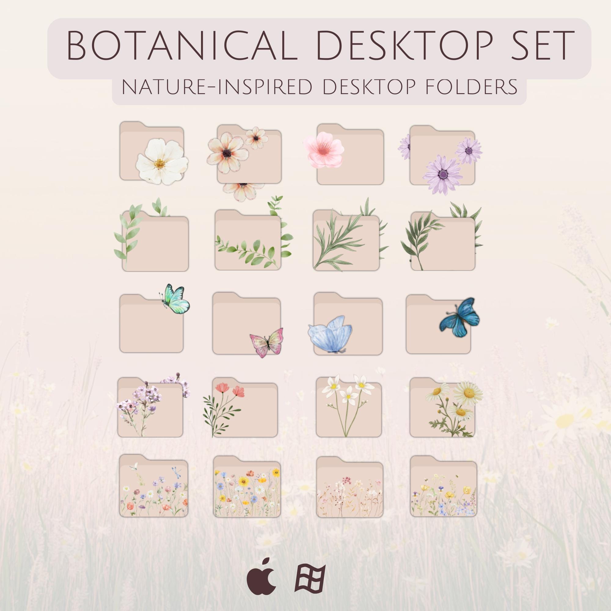 Botanical Desktop Icons and Wallpapers - Etsy