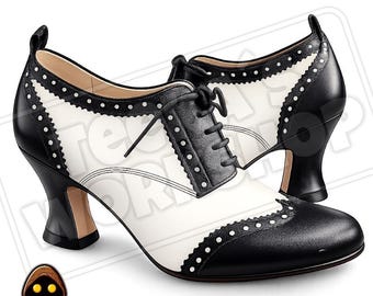 The Gatsby Handmade Spectator Heels | Vintage 1920s Oxford Pumps | Art Deco Black & White Leather Shoes | Handmade Women's Shoes