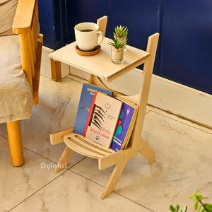 Rustic Coffee Table, Wooden Side Table, Modern Coffee Table, Chair Shaped Table, End Table, Scandinavian Coffee Table, Narrow Nightstand