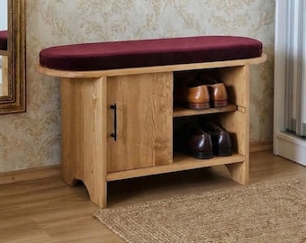 Shoe Storage Bench with Cabinet, Mid-century Entryway Bench, Shoe Organizer Rack, Mudroom Furniture, Entryway Seating, Mudroom Seat