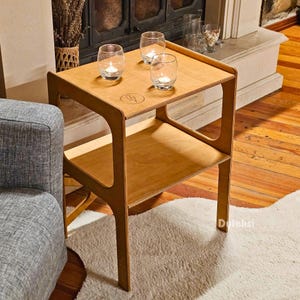 Wooden Bedside Table with Wireless Charging, Bedroom Nightstand, Bedside Organiser, Bedside Table, Side Table, Wood Side Table For Bedroom