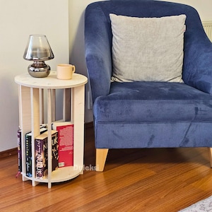 Wooden Coffee Table, Stool, Versatile Side Table, Round Nightstand, End Table, Coffee Table With Book Storage, Minimalist Plant Stand
