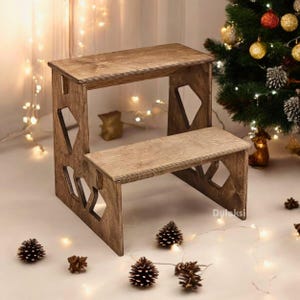 Wooden Two Step Stool, Small Step Stool, Kids Step Stool, Birch Plywood Children&#39;s Step Stool, Mini Ladder, Adult Step Stool, Nursery Ladder
