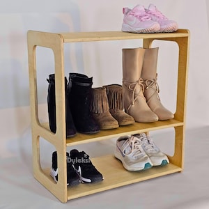 Three-Shelf Wooden Shoe Rack: Minimalist Entryway Organizer