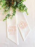 Embroidered Event/Hoco/Prom Bouquet Sash: Custom Satin, Linen, Grosgrain Ribbon