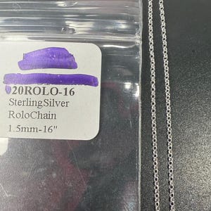 Sterling Silver Rolo chain 16” inch
