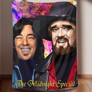 Decorazione murale unica con vibrazioni di Boz Scaggs e Wolfman Jack - PopFlower Wallplaid "Midnight Special", carta da parati ispirata al retrò con leggende del rock and roll