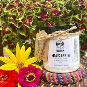 Magic Earth All-Natural All-Purpose Cleaning Paste | Herbal Soft Scrub | Kitchen Bath Organic Multi-Purpose 16oz | Shower Tub Chemical free