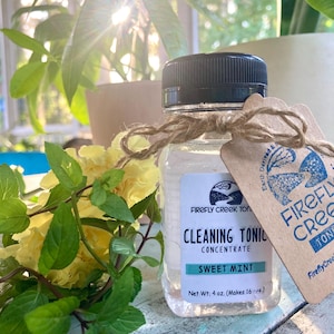 Natural All-Purpose Cleaning Tonic Spray | Herbal | Kitchen Bath Organic Multi-Purpose | Concentrate 16oz 32oz Mint Orange Oil Chemical Free