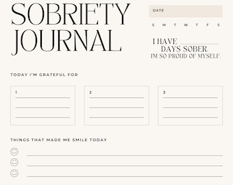 One-Page Daily Sobriety Journal | Printable Recovery Tracker | Addiction Recovery PDF | Sobriety Planner | Mindful Sobriety Journal
