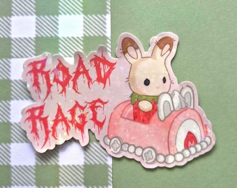 ROAD RAGE | Strawberry Bunny Families Glitter Sticker
