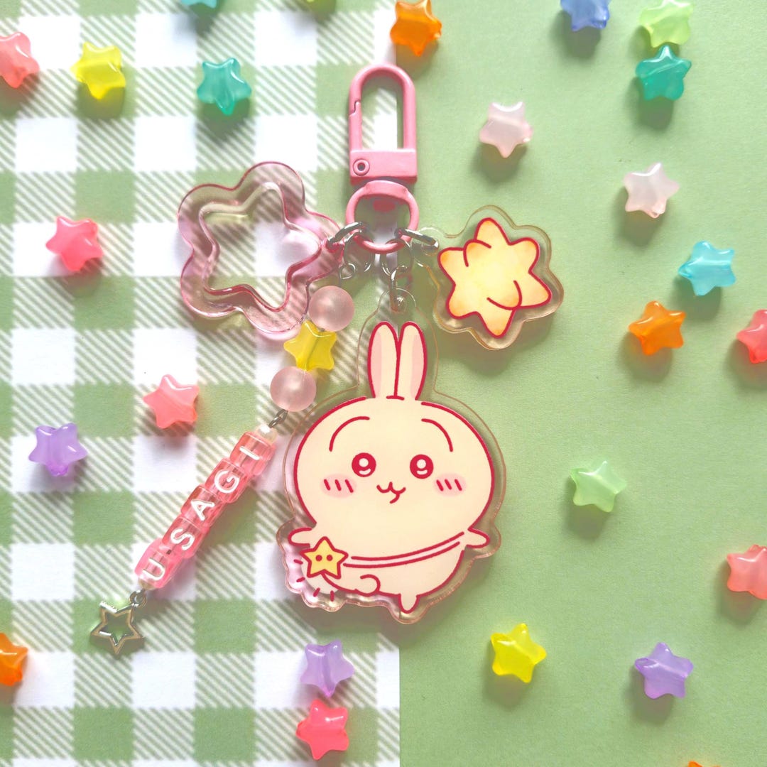 Chiikawa Spring Keychain Usagi Acrylic Keychain | Chiikawa Inspired - Etsy