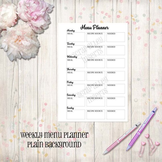 Daily Menu Planner Printable DIGITAL DOWNLOAD A5 size | Etsy