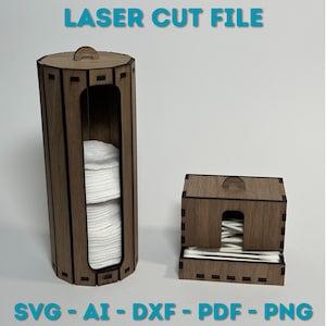 Cotton pad - Porta cotton fioc / File tagliato al laser - SVG / Idea regalo - Decorazione / Licenza commerciale / File vettoriali per taglio laser del legno