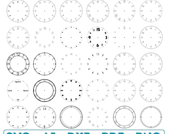 Clock Face Laser Cut File | 30x Bundle (svg, ai, dxf, png, pdf)