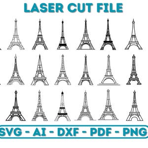 Peut inclure: Un ensemble de 30 illustrations en noir et blanc de la tour Eiffel dans différentes tailles et styles. Les illustrations sont parfaites pour les projets d'artisanat, le scrapbooking ou la conception numérique.