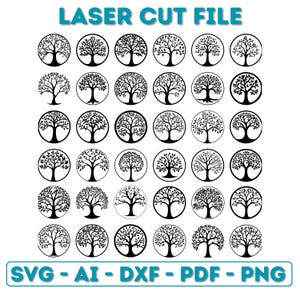 Levensboom | 36x bundel | Lasergesneden bestand: SVG | Cadeau-idee: decoratie | Commerciële licentie | Vectorbestanden voor lasersnijden van hout