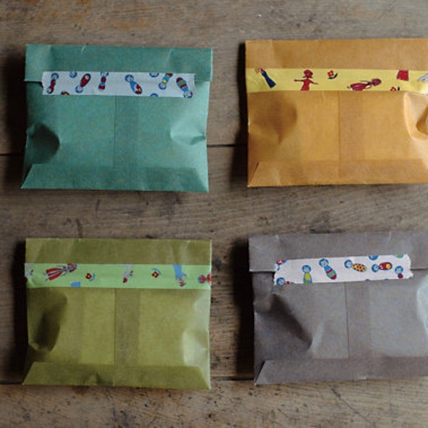 5 colour - wax flat paper bag set - small