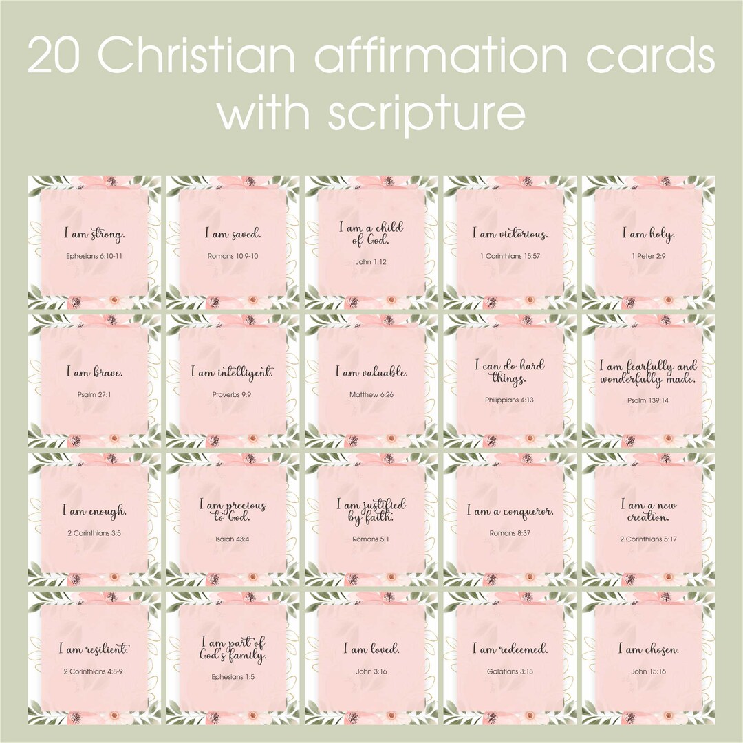 Affirmation Cards With Scripture, Printable Affirmation Cards - Etsy