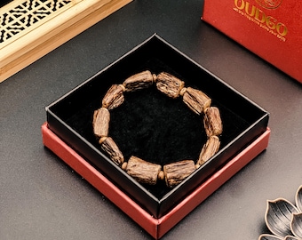 Natural Vietnam Quang Nam &quot;Grade A&quot; Red Oils Agarwood Buddha Prayer Beads Bracelet 12mm, 5.5 diameter