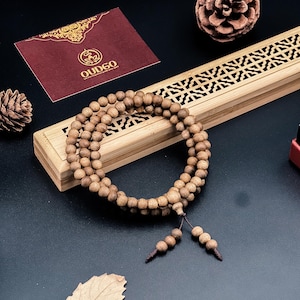 Pulseira/colar de ágarwood com 108 contas de Feng Shui | Agarwood de Oud com resina natural | TOC Agarwood Vietnam Quang Nam | Contas de 6 mm - OUDGOVC009