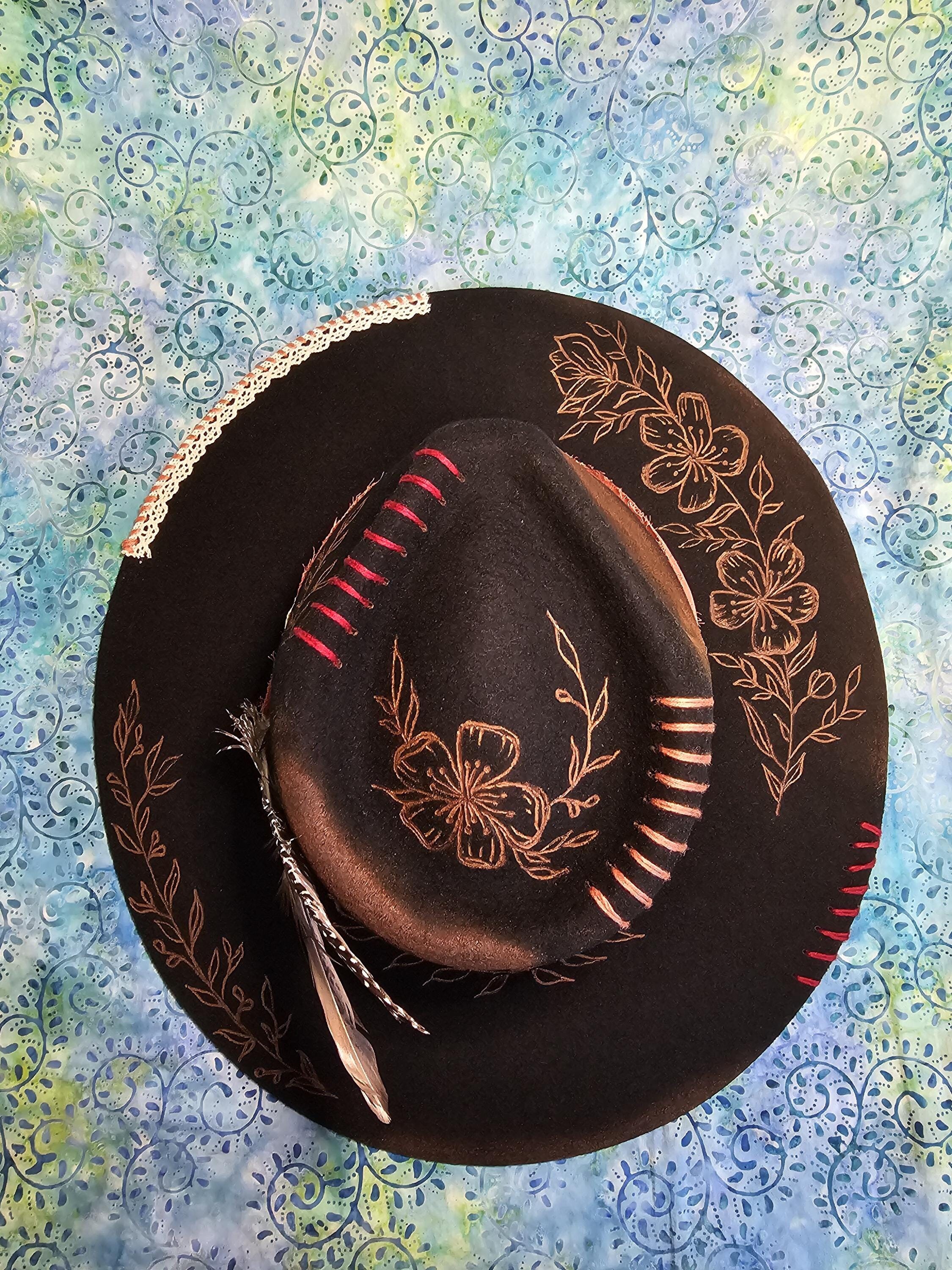 One of a kind burned felt Tan Hat The Gamblers Charred Cowboy Burned Hat - Burned Cowboy Hat  main image 2
