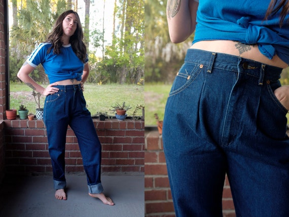 Vintage Lee Riders 27 Waist Dark Wash Tapered Leg Denim 80 s 90 s