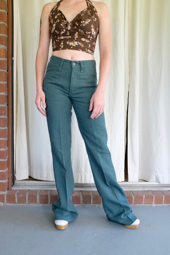 Vintage Woven Flared 70's Pants Tall 70's Bellbot… - image 5