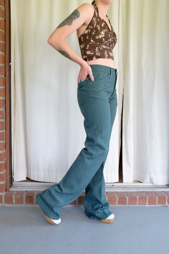 Vintage Woven Flared 70's Pants Tall 70's Bellbot… - image 7