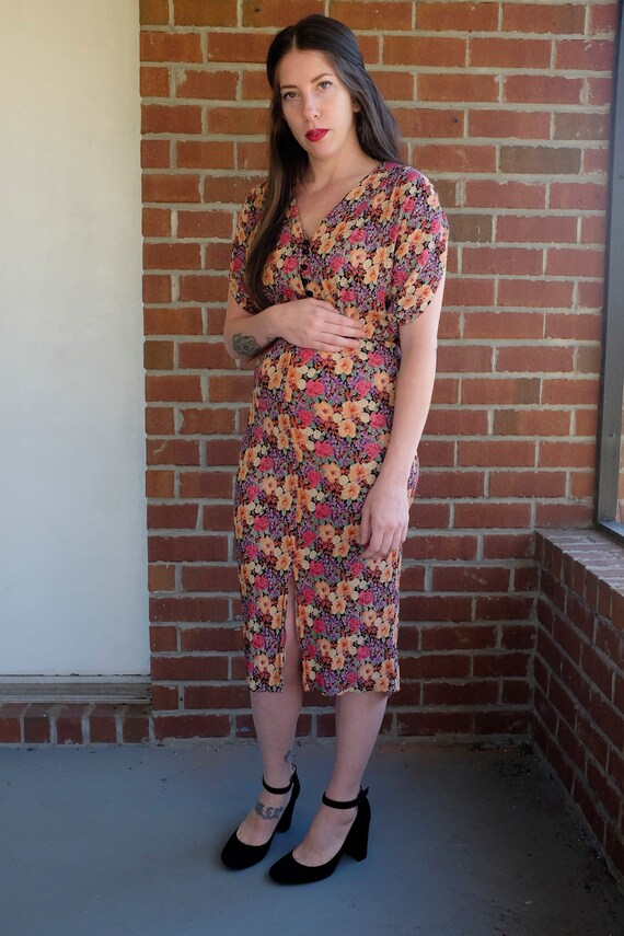 Floral 80's Does 30's Slinky Dress 80s 1930s Bias… - image 7