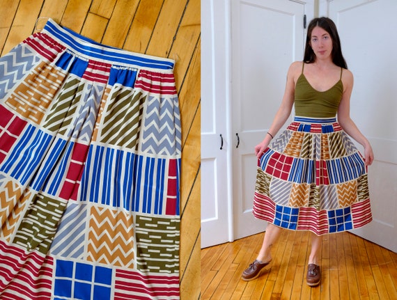 Vintage Liz Claiborne Abstract Lines Skirt-Medium