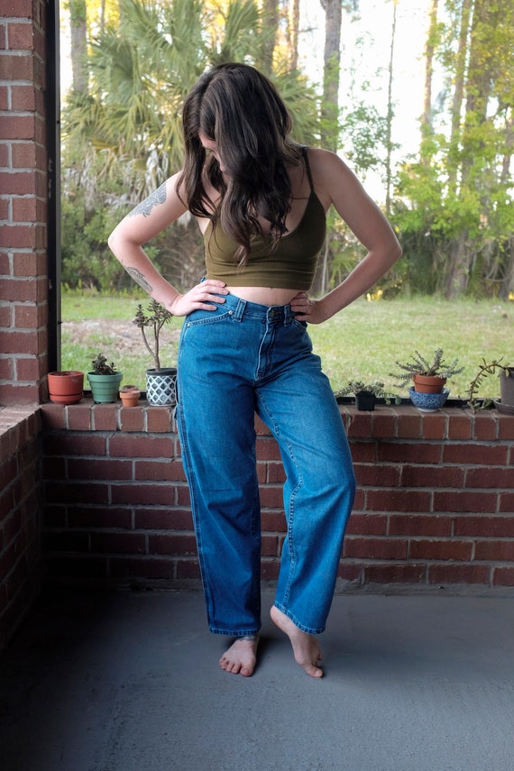 Riveted by Lee Wide Leg Carpenter Jeans 90's 1990's Medium Wash Lee's Denim Pants  Size 4 6 Soft Cotton Denim Baggy High Waisted Pants 