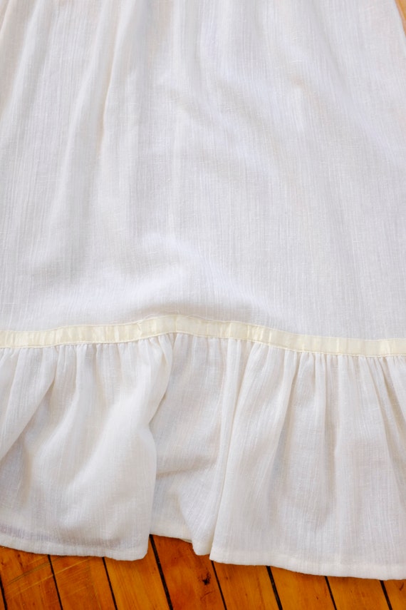 70s White Gauze Summer Dress Wedding-XS Small - image 6