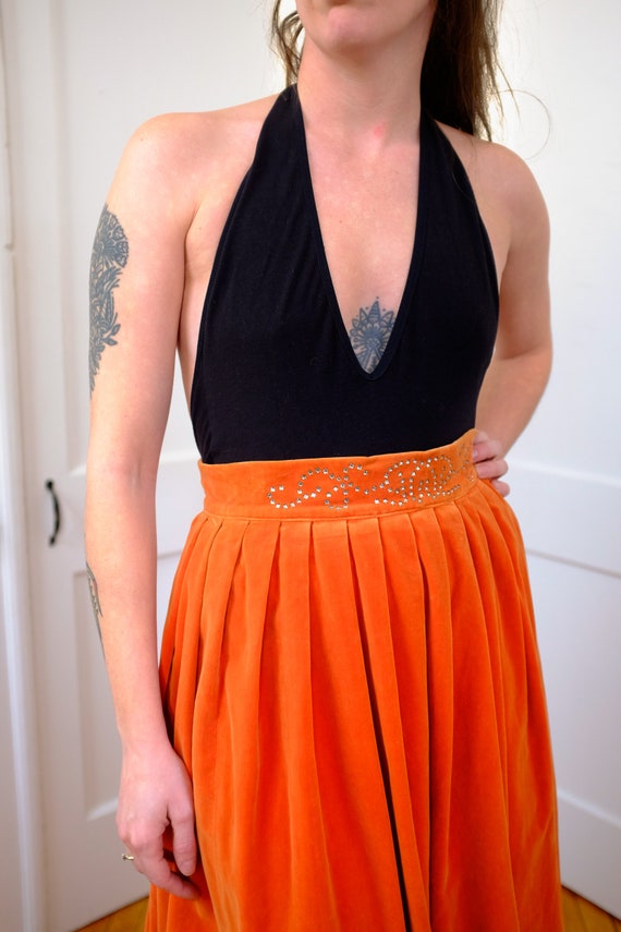 50's Orange Velvet Midi Skirt, 1950's 50's Rhines… - image 6