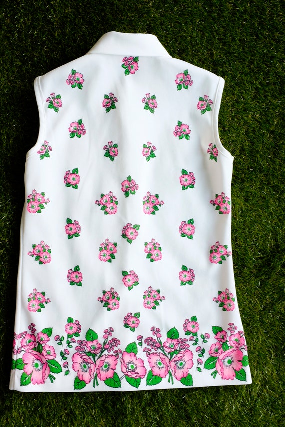 Polyester Floral Tunic Vest White and Pink Flower… - image 3