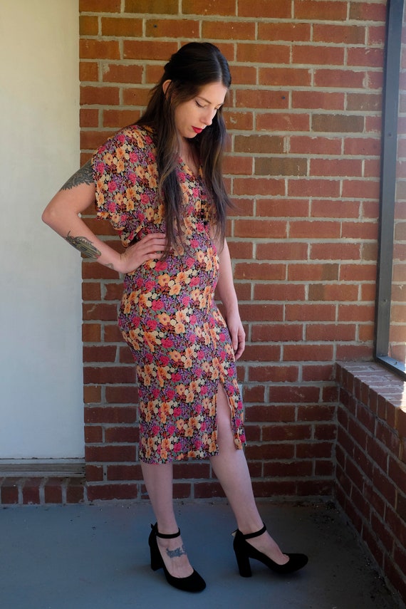 Floral 80's Does 30's Slinky Dress 80s 1930s Bias… - image 6