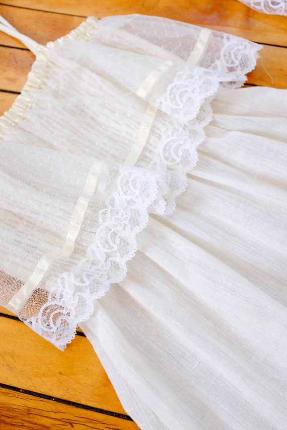 70s White Gauze Summer Dress Wedding-XS Small - image 2