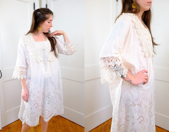 Edwardian Antique White 20's Cotton Eyelet Broderi