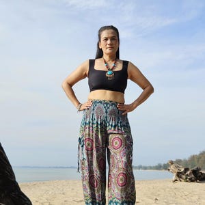 Harem Pants | Hamu Mandala, Women Harem Pants, Boho Pants, Hippie Pants, Aladdin Pants Boho style, Boho Fashion, Women Yoga Pants