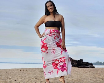 Pareo de hibisco: pareo playero de rayón, pareo hawaiano