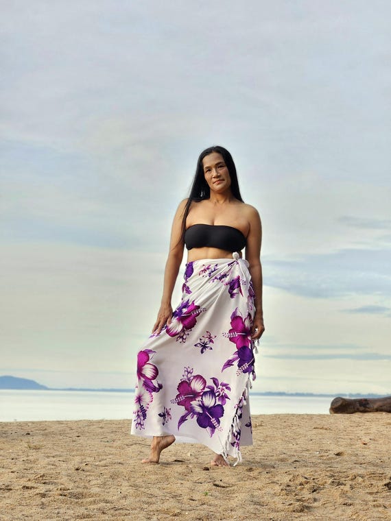 Paréo Hibiscus écharpe de plage en rayonne, cache-vêtements