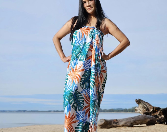 Tropical Sarong Pareo: Rayon Beach Wrap with Flower Pattern