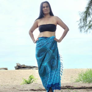 Sarong/Pareo | Lotus Mandala, Beach Wrap, Cover-up, Pareo, Hawaiian, Women Dress, Beach Fashion, Summer, Rayon, Viscose, Flower Pattern