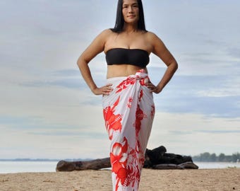 Pareo de hibisco: pareo playero de rayón, pareo hawaiano