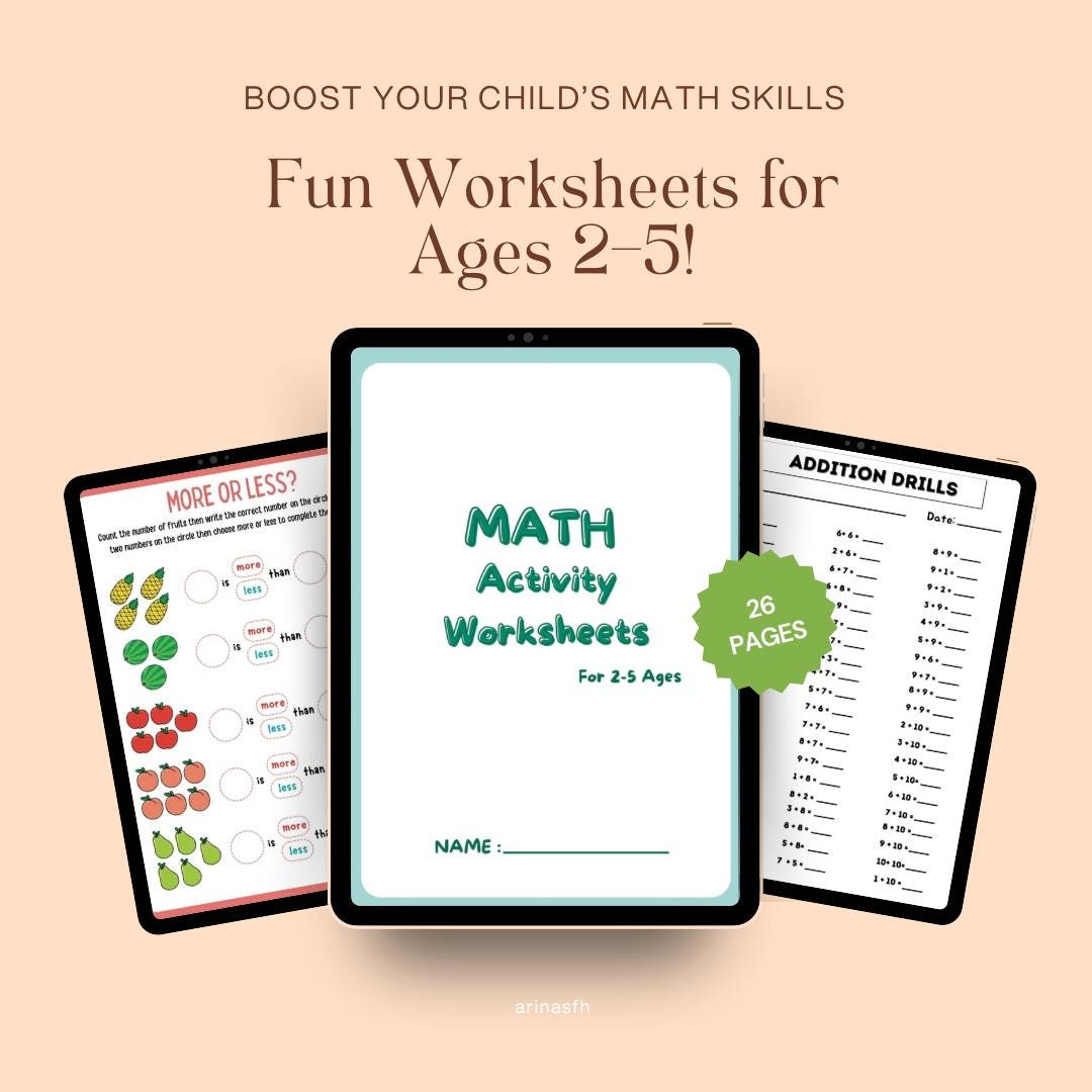 Fun Math Activity Worksheets for Kids | Early Learning Numbers ...