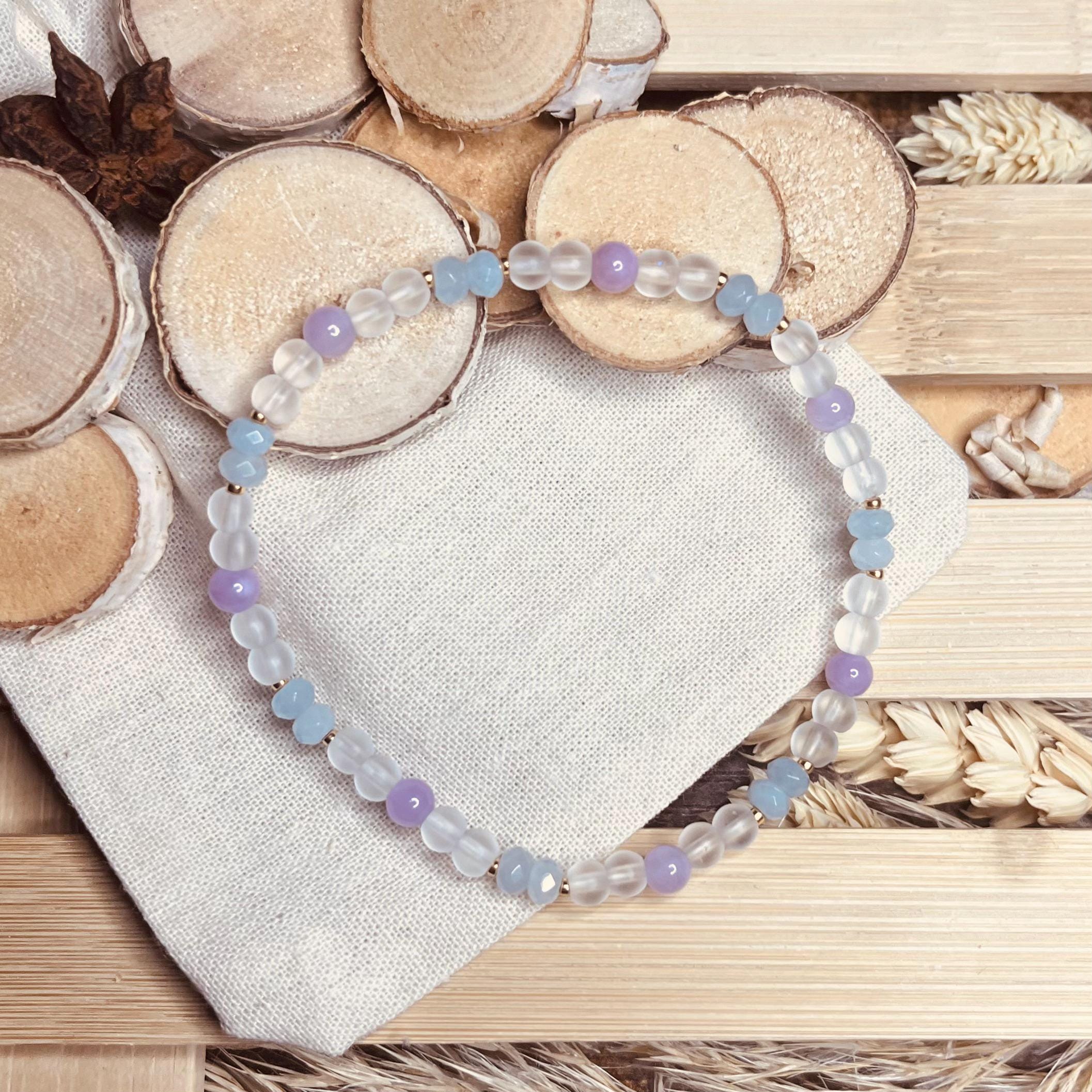 Bracelet En Quartz Bleu Naturel – 19 Perles 10 Mm – Cordon élastique – Neuf Avec étiquettes