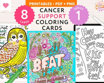 Cancer coloring printable | cancer affirmation cards | cancer care download | breast cancer affirmation card bundle | Chemotherapy activity
