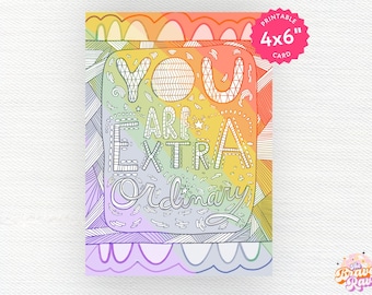 You Are Extraordinary card | Rainbow card | Emotional support gift  | Encouragement card  | LGBTQ card | Support card  | Mental health card
