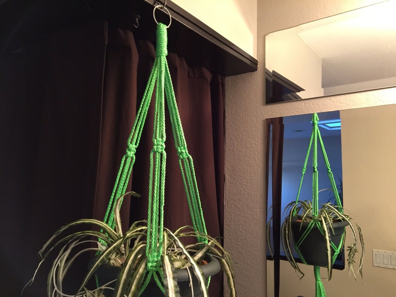 Short 35 Macrame Plant Hanger Made in USA Parrot Green Etsy