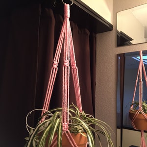 Long Macrame Plant Hanger 50" or 55" Long Made in USAPink and Sand